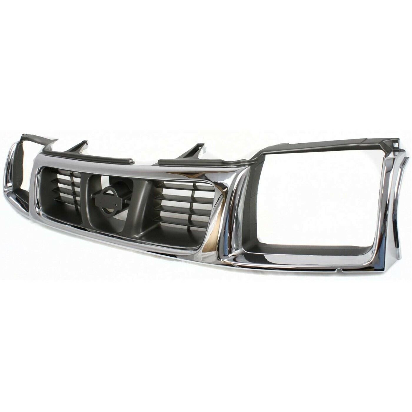 New Grille plastic chrome shell w/ silver insert for 1998-2000 Nissan Frontier