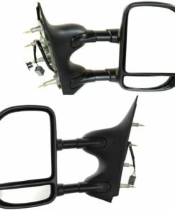 Towing Power Mirror, Textured Black, 2Pc Set for 2002-2008 Ford E-350 Super Duty