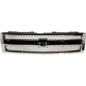 Grille chrome plastic shell w/ insert for 2008-2013 Chevrolet Silverado 1500