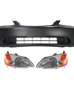 Bumper Cover & Headlights Kit 3pc left right for 2001-2003 Honda Civic GX Sedan