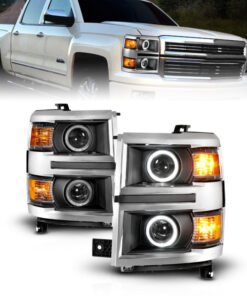 ANZO 14-15 Chevrolet Silverado 1500 Projector Headlights w/ Halo Black Housing w/ Chrome Trim