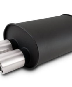 Vibrant STREETPOWER Blk Oval Muffler w/Dual Offset Tip 3in Inlet ID 3in Tip OD 9.5in x 6.75in x 15in