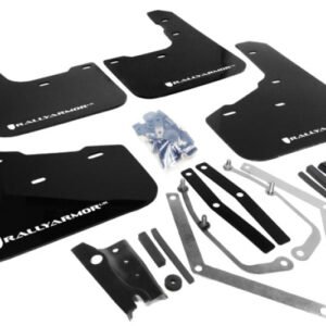 Rally Armor 13+ Ford Fiesta ST Black Mud Flap w/ White Logo