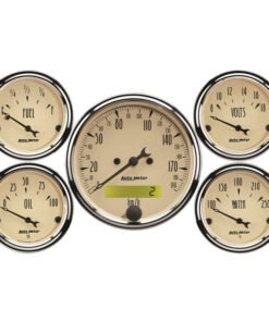 Autometer Antique Beige 5-Gauge Kit 3-1/8in Electrical Speedometer 190KPH
