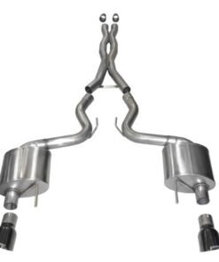 Corsa 2015 Ford Mustang GT 5.0 3in Cat Back Exhaust, Black Dual 4.5in Tip (Xtreme)