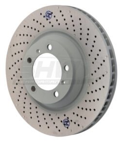 SHW 07-13 Porsche 911 Turbo 3.8L w/o Ceramic Brakes Right Front Drilled-Dimpled MB Brake Rotor