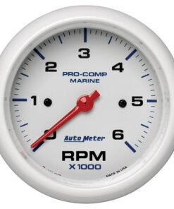 Autometer Marine White Ultra-Lite Gauge 3-3/8in Tachometer 6K RPM