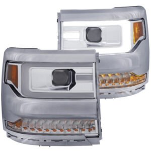 Anzo 111374 Chrome Amber Projector Headlights for 2016-2018 Chevy Silverado 1500