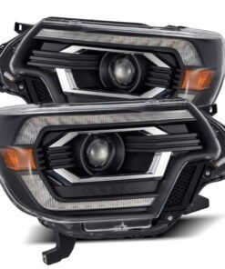 AlphaRex 12-15 Toyota Tacoma PRO-Series Projector Headlights Plank Style Black w/DRL