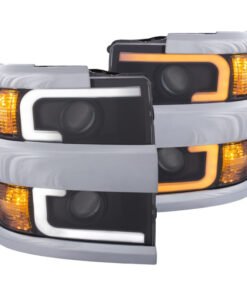 ANZO Projector Headlights 15-17 Chevrolet Silverado 2500HD / 3500HD Black w/ Chrome Rim