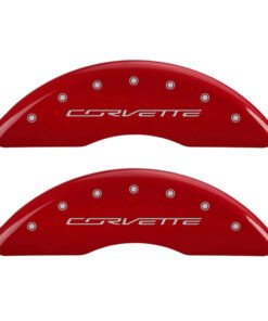 MGP 4 Caliper Covers Engraved Front & Rear C7/Corvette Red finish silver ch