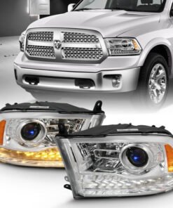 ANZO 2009-2018 Dodge Ram 1500 Projector Plank Style Switchback H.L Halo Chrome Amber (OE Style)
