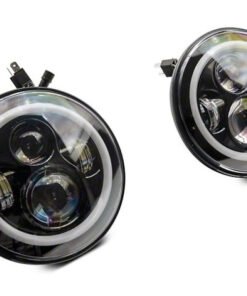 Raxiom 97-18 Jeep Wrangler TJ/JK Axial 7-Inch LED Headlights w/RGB Halo- Blk Hsng (Clear Lens)
