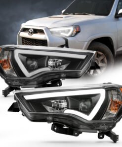 ANZO 14-18 Toyota 4 Runner Plank Style Projector Headlights Black w/ Amber