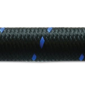 Vibrant -6 AN Two-Tone Black/Blue Nylon Braided Flex Hose (20 foot roll)