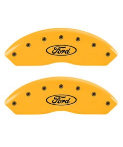 MGP 4 Caliper Covers Engraved Front & Rear Oval Logo/Ford Yellow Finish Black Char 2009 Ford Edge