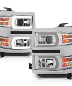 ANZO 14-15 Chevrolet Silverado 1500 Projector Headlights w/ Plank Style Switchback Chrome w/ Amber