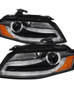 Spyder Audi A4 09-12 Projector Headlights Halogen Model Only - DRL LED Black PRO-YD-AA408-DRL-BK