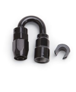 Russell Performance 3/8in SAE Quick Disc Female to -6 Hose Black 180 Degree Hose End
