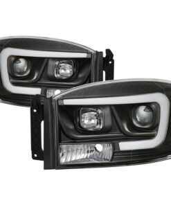 Spyder Dodge Ram 1500 06-08 V2 Projector Headlights - Light Bar DRL - Black (PRO-YD-DR06V2-LB-BK)
