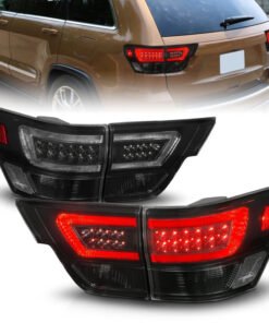 ANZO 11-13 Jeep Grand Cherokee LED Taillights w/ Lightbar Black Housing/Smoke Lens 4pcs