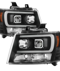 Spyder 07-14 Chevy Suburban/1500/2500/Tahoe V2 Projector Headlights Blk PRO-YD-CSUB07V2-DRL-BK