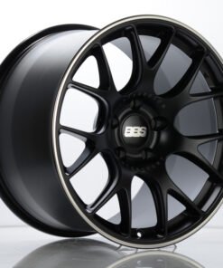 BBS CH-R 19x12 5x130 ET45 CB71.6 Satin Black Polished Rim Protector Wheel w/ Motorsport Etching