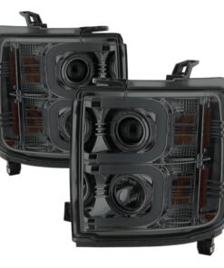 Spyder Chevy Silverado 14-16 2500 HD Projector Headlights Light Bar DRL Smke PRO-YD-CSHD14-LBDRL-SM