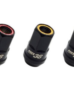 Muteki HR38 Open End Lug Nuts 12x1.25 Black Chrome / Blue Ring