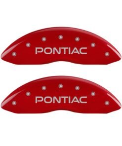 MGP 4 Caliper Covers Engraved Front Pontiac Engraved Rear Arrow Red finish silver ch