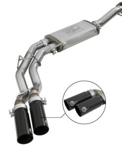 aFe Rebel Series Exht 3in SS Middle Side Exit CB w/ Black Tips 11-14 Ford F150 Ecoboost V6 3.5L (tt)