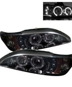 Spyder Ford Mustang 94-98 1PC Projector LED Halo Amber Reflctr LED Smk PRO-YD-FM94-1PC-AM-SMC