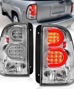 ANZO 2002-2009 Chevrolet Trailblazer LED Tail Lights w/ Light Bar Chrome Housing Clear Lens