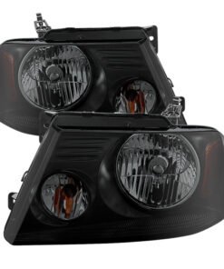Xtune Ford F150 04-08 Amber Crystal Headlights Black Smoked HD-JH-FF15004-AM-BSM