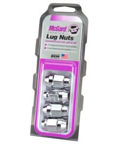 McGard Hex Lug Nut (Cone Seat Bulge Style) M12X1.5 / 3/4 Hex / 1.45in. Length (4-Pack) - Chrome