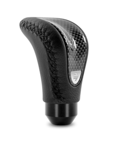 Momo Combat Evo Shift Knob - Black Leather, Carbon Effect Insert, Black Stitching