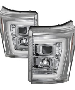 Spyder 11-16 Ford F-250/F-350 V2 Projector Headlights - Light Bar DRL - Chrome PRO-YD-FS11V2-LB-C