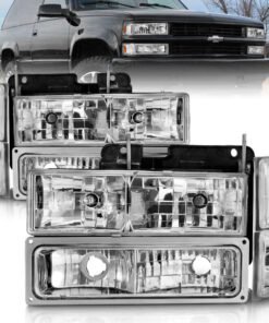 ANZO 88-98 Chevrolet C1500 Crystal Headlights Chrome w/ Signal and Side Marker Lights