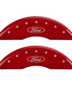MGP 4 Caliper Covers Engraved Front & Rear Oval logo/Ford Red finish silver ch