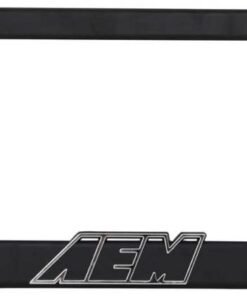 AEM License Plate Frame - Black w/ White Lettering