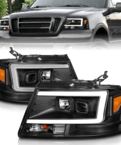 ANZO 2004-2008 Ford  F-150 Projector Headlights w/ Light Bar Black Housing