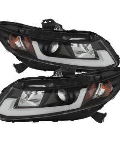 Spyder Honda Civic 2012-2014 Projector Headlights - Light Bar DRL Black PRO-YD-HC12-DRL-BK