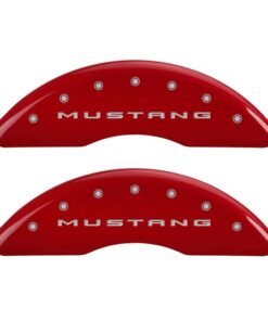 MGP 4 Caliper Covers Engraved Front 2015/Mustang Engraved Rear 2015/50 Red finish silver ch
