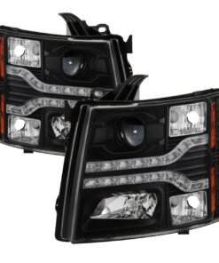 Spyder 5083524 Black LED DRL Projector Headlights for 2007-2014 Chevy Silverado