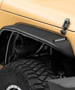 Officially Licensed Jeep 07-18 Wrangler JK Tubular Fender Flares w/ LED DRL and Jeep Logo- Front