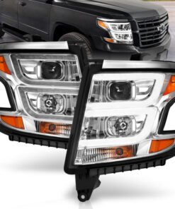 ANZO 2015-2020 Chevy Tahoe Projector Headlights Plank Style Chrome w/DRL