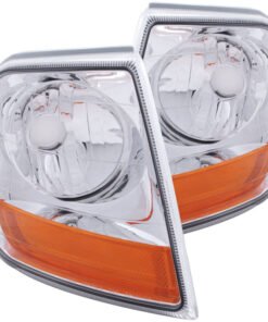 ANZO Corner Lights 1997-2003 Ford F-150 HARLEY - DAVIDSON Style Corner Lights Chrome w/ Amber Rflct