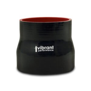 Vibrant 3.5in I.D. x 4.250in I.D. x 4.5in Long 4 Ply Gloss Black Silicone Transition Hose