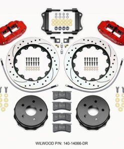 Wilwood Narrow Superlite 4R Rear Kit 14.00in Drilled Red 2007-up Jeep JK w/Lines