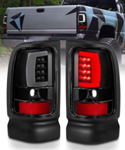 ANZO 1994-2001 Dodge Ram 1500 LED Taillights Plank Style Black w/Clear Lens
